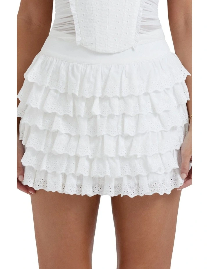 Fifi Layered Mini Skirt in White
