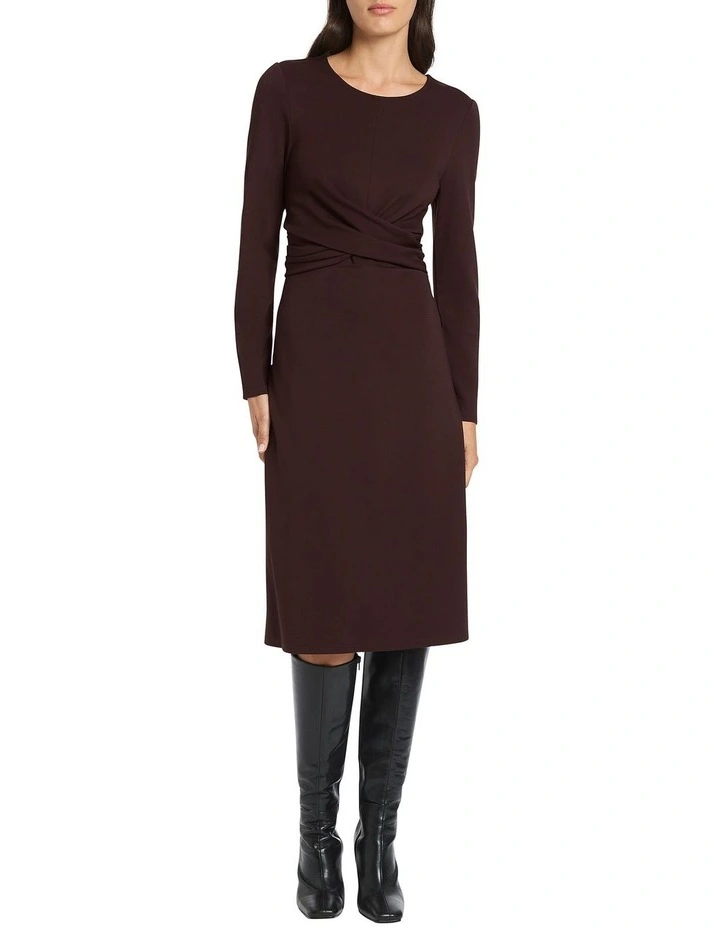 Nala Ponte Dress in Brown