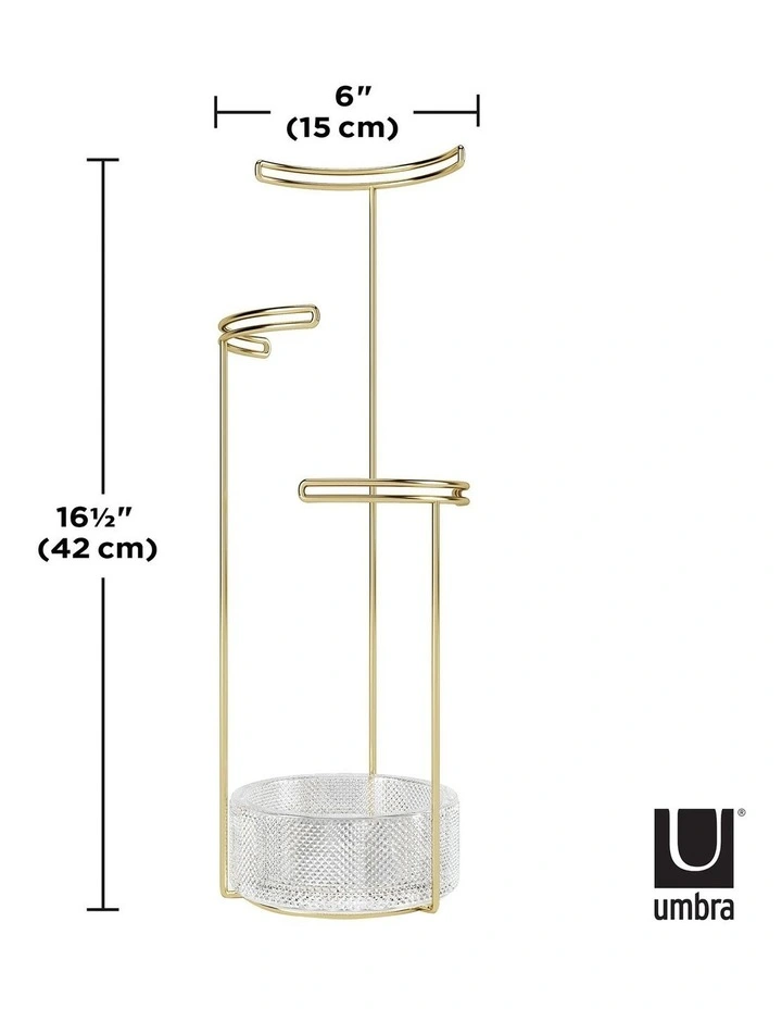 Tesora Jewellery Stand 42x13x13cm in Glass, Brass