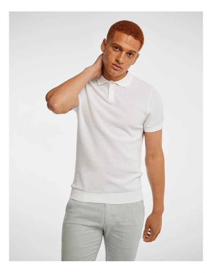Franco Knitted Polo Shirt in White