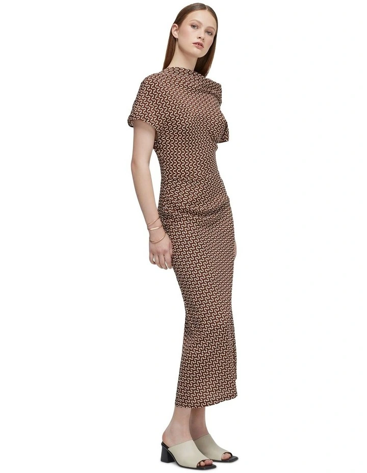 Victoria Zigzag Dress in Chocolate/Ivory