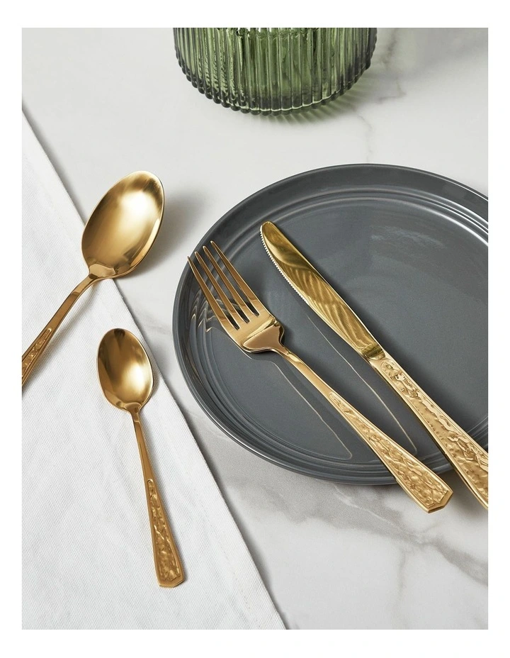 Maria Embossed Cutlery Set 24Piece in Gold