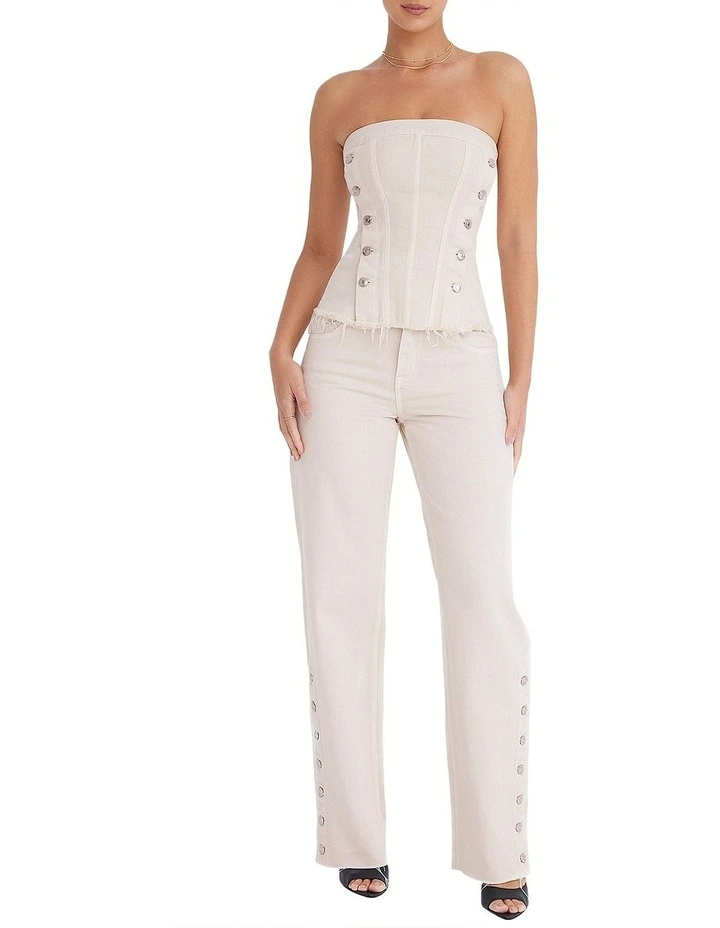 Denim Strapless Top in Oat