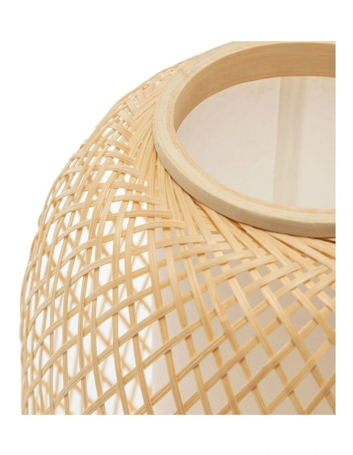 Woven Bamboo Oval Table Lamp in Natural