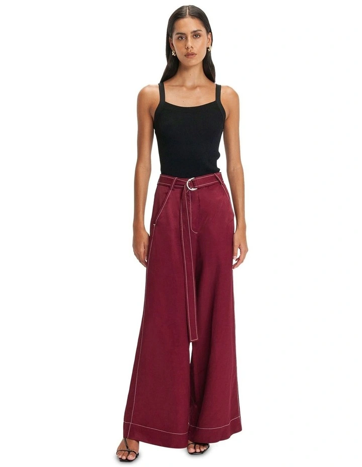 Contrast Stitch Pants in Pinot