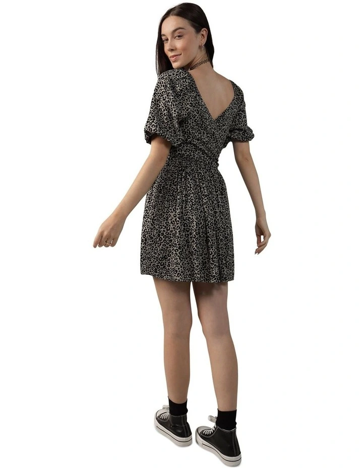 Reversible Wrap Smocked Mini Dress in Olive