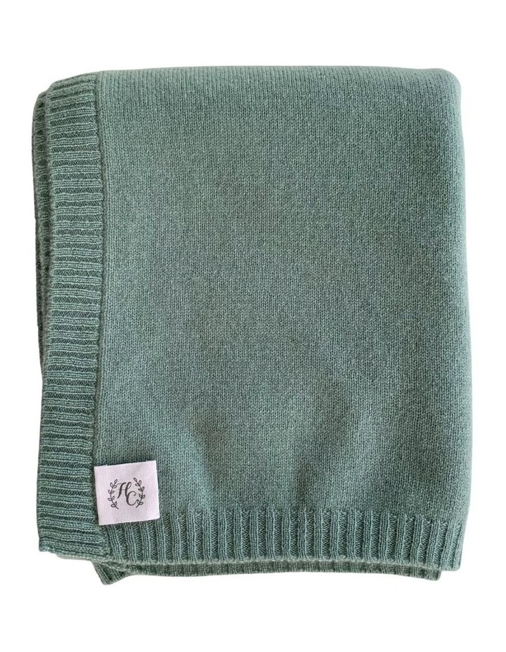 Cashmere Plain Knit Blanket in Sage