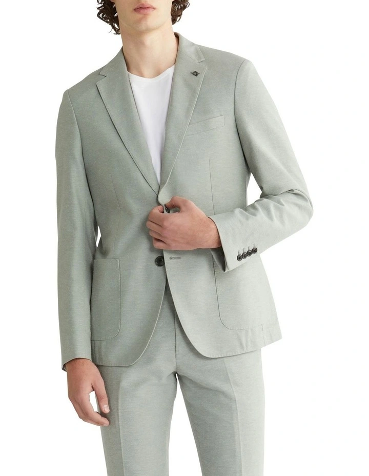 Cotton Linen Twill X Slim Jacket in Green