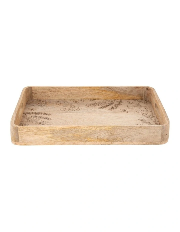 Wildflowers Rectangular Serving Tray 50x35x6cm in Wood