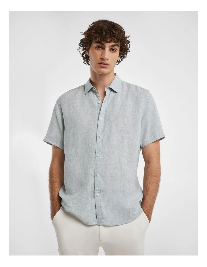 Lewis Pure Linen Shirt in Mint