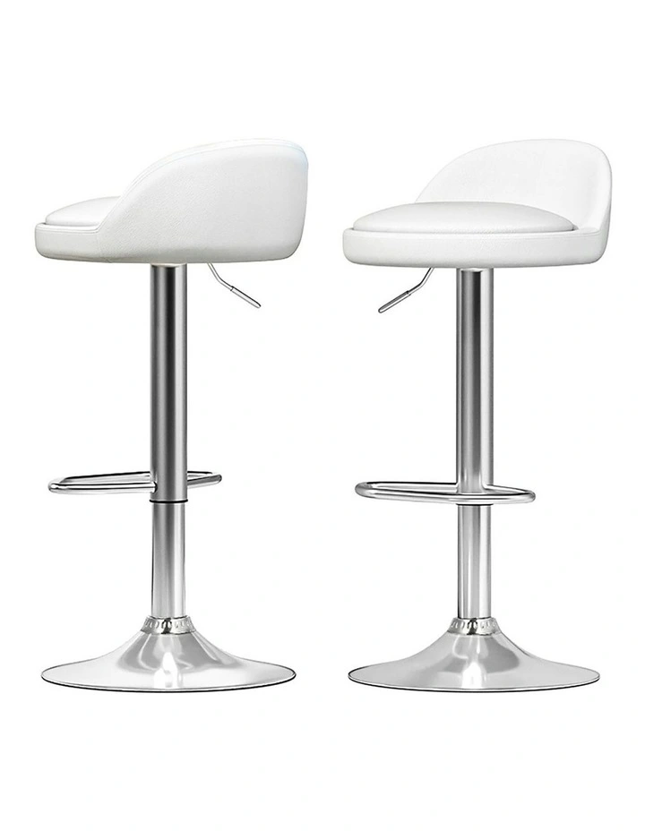 Nuvo PU Leather Gas Lift Bar Stools 2x in White