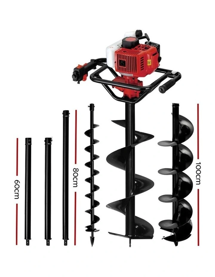 Giantz 92CC Petrol Post Hole Digger Drill Borer Fence Extension Auger Bits EE