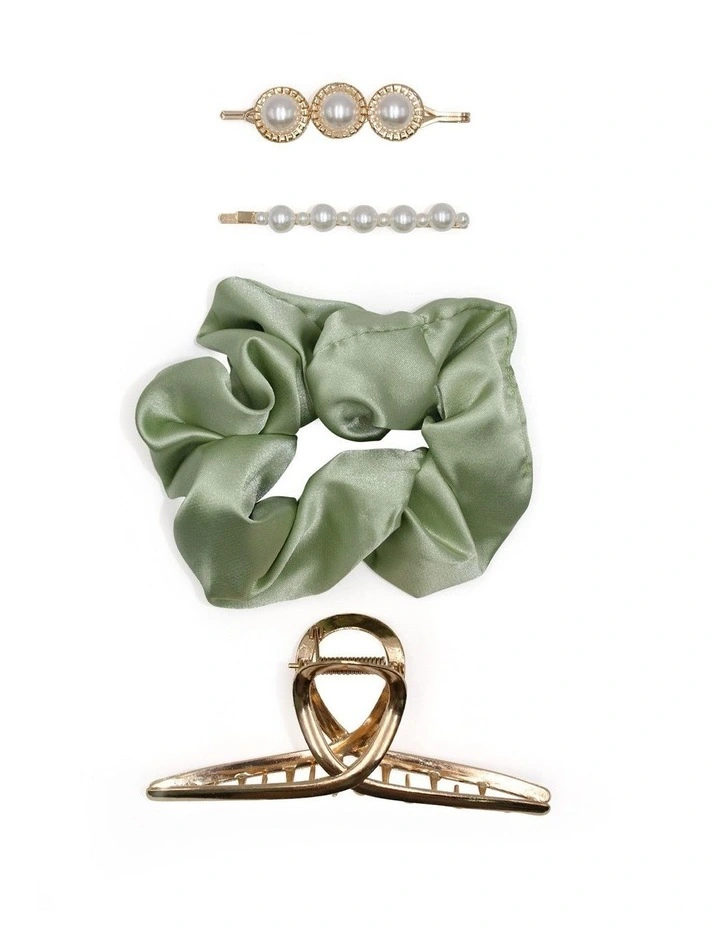Elaine Hair Clip Set in Green