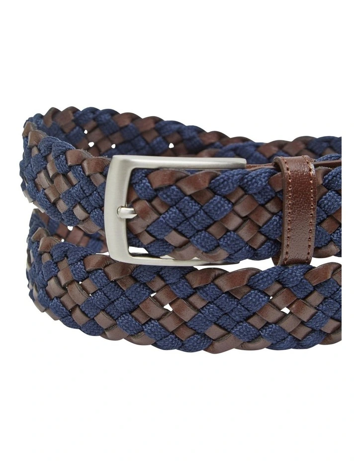 Keating Plaited Belt in Navy Blue