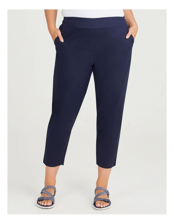 Stretch Linen Lounge Crop Pant in Dark Indigo