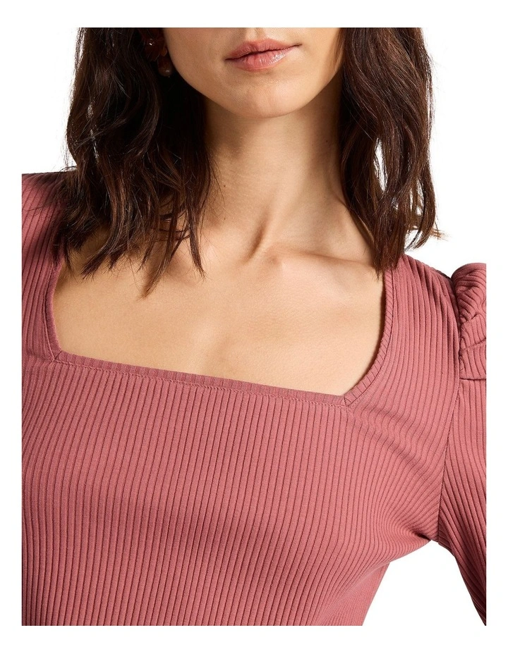 Call On Me Rib Top in Dusty Pink