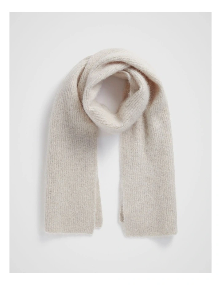 Fluffy Knit Rib Scarf in Oat