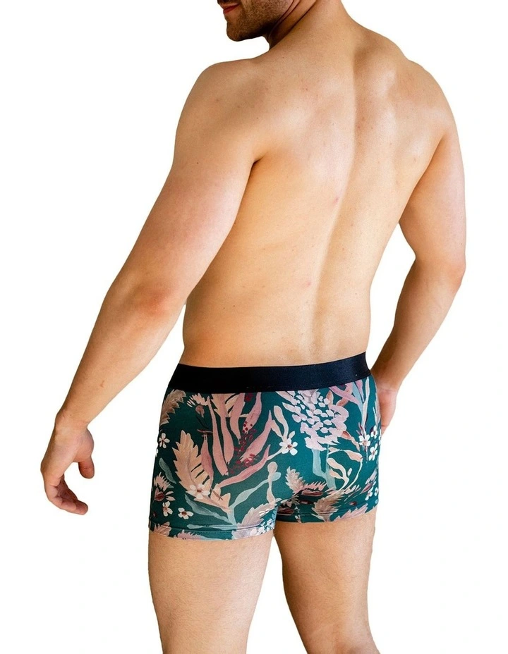 Teal Blooms Bamboo Underwear in Blue
