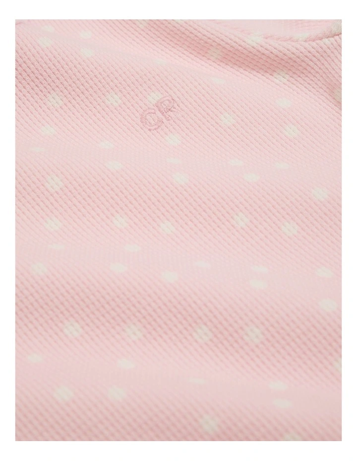 Organically Grown Cotton Waffle Long Sleeve Bodysuit in Pink Tint Spot