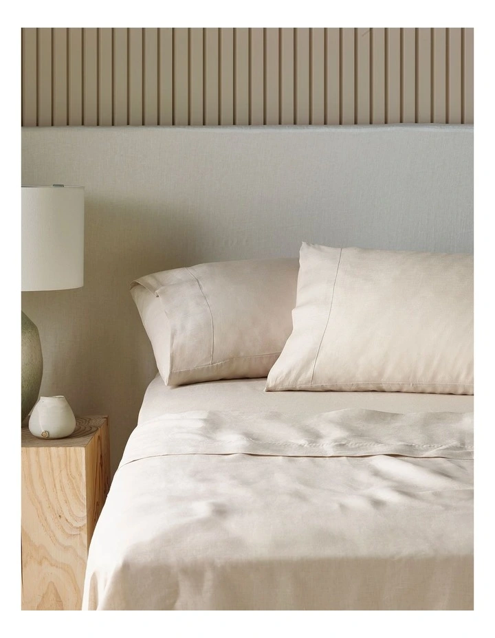 Sandy Cape Washed Belgian Linen Sheet Set in Moonbeam