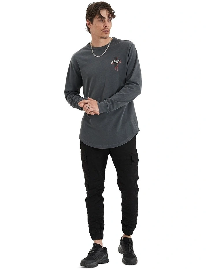 Unceased Heavy Dual Curved Long Sleeve Tee in Pigment Asphalt