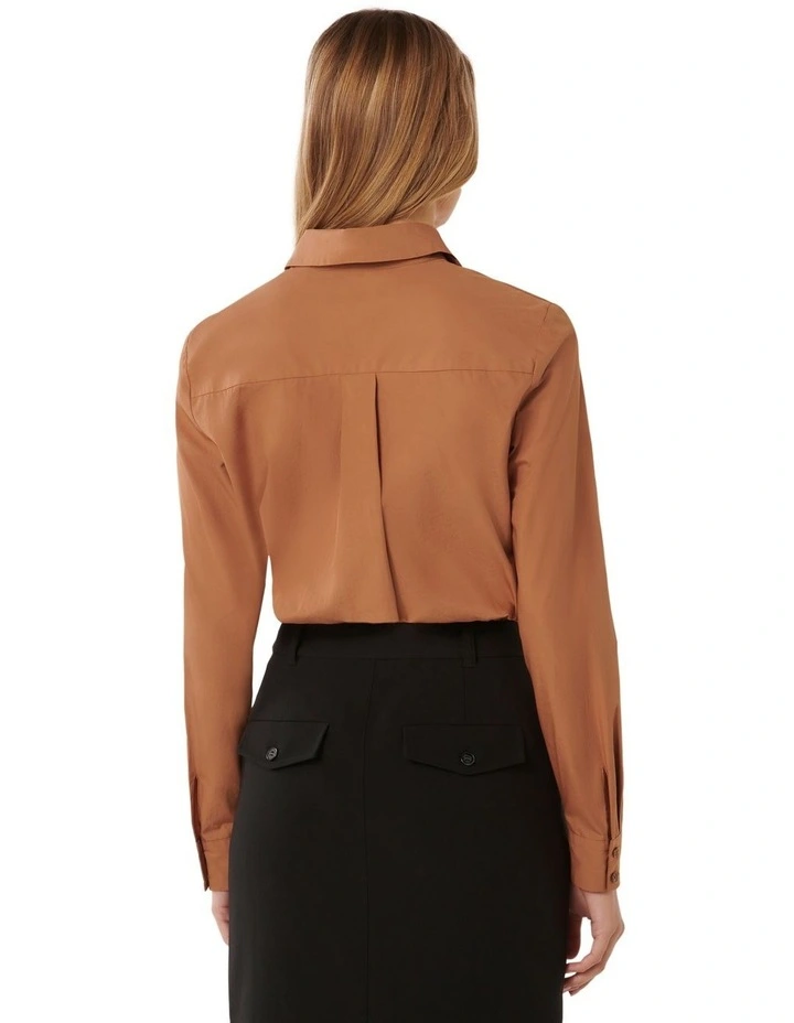 Paige Poplin Shirt in Brown