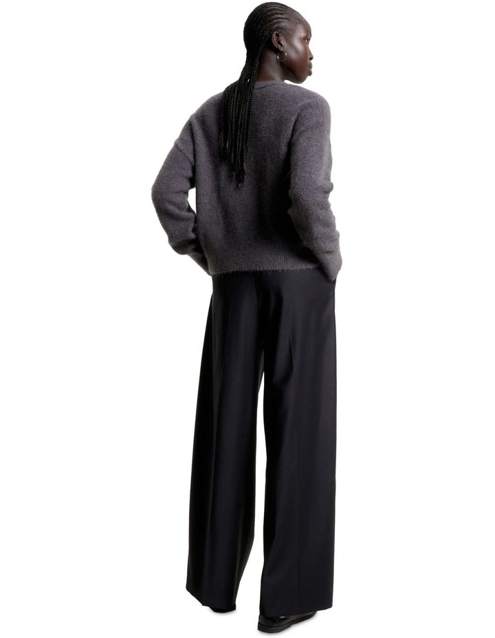 Brushed Alpaca V-Neck Cardigan in Med Heather Grey