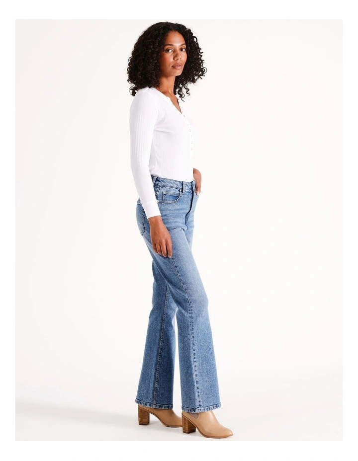 Organic Blend Flare Jean in Marine