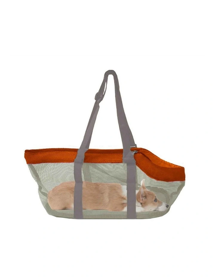 Breathable Net Mesh Pet Carrier Bag in Orange