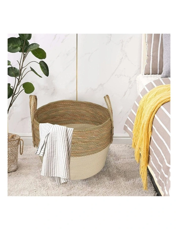 Carry Handles Storage Baskets Set 3 Piece in Brown