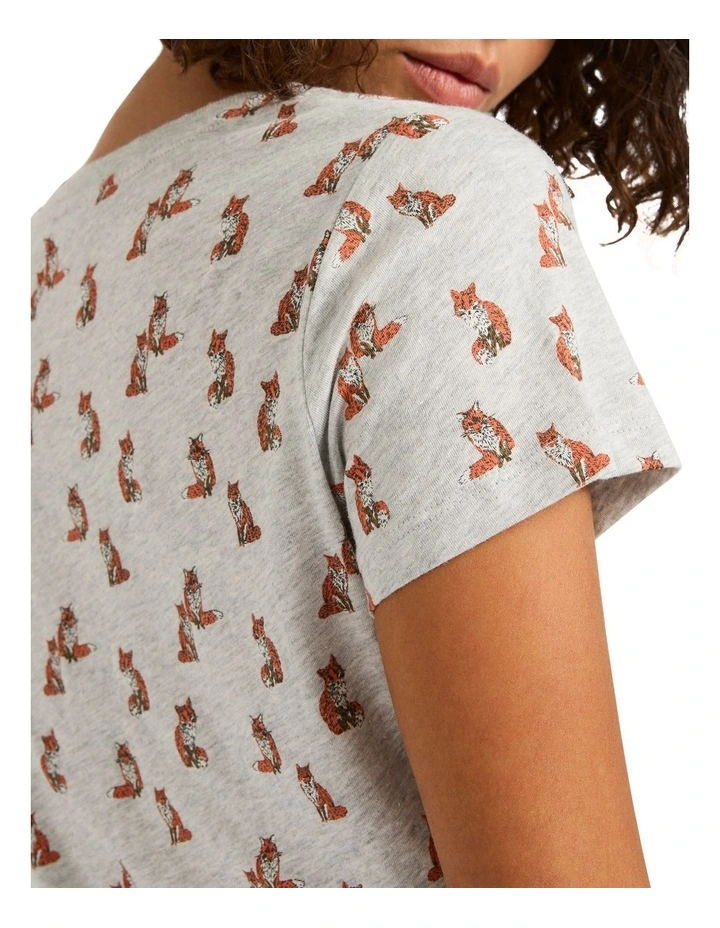 Pandora's Fox Tee in Grey Multi