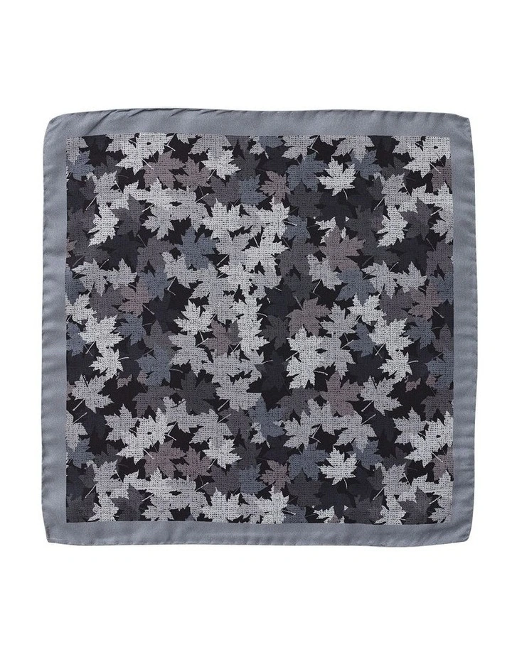 Autumn Leaves Silk Pocket Square in Charcoal