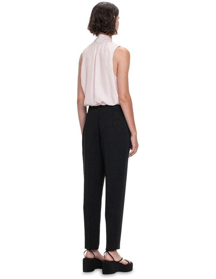 Smooth Viscose Blend Pussy Bow Top in Pearl Pink