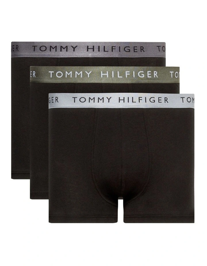 Metallics Band Trunks Pack of 3 in Alluminium /Black pea