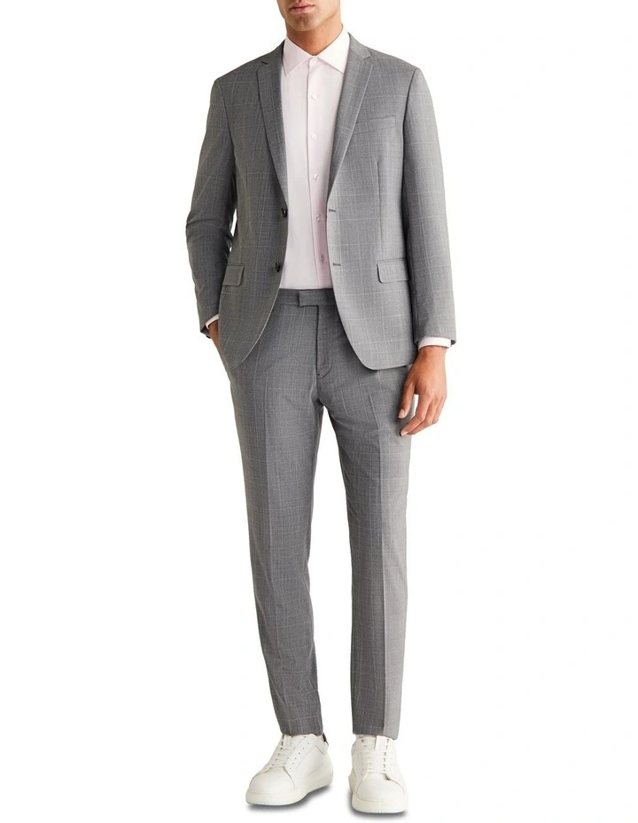 X Slim Suit Check Jacket in Grey