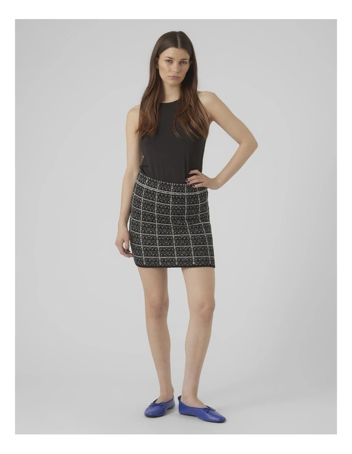 Kia Knit Skirt in Black/ Birch Check