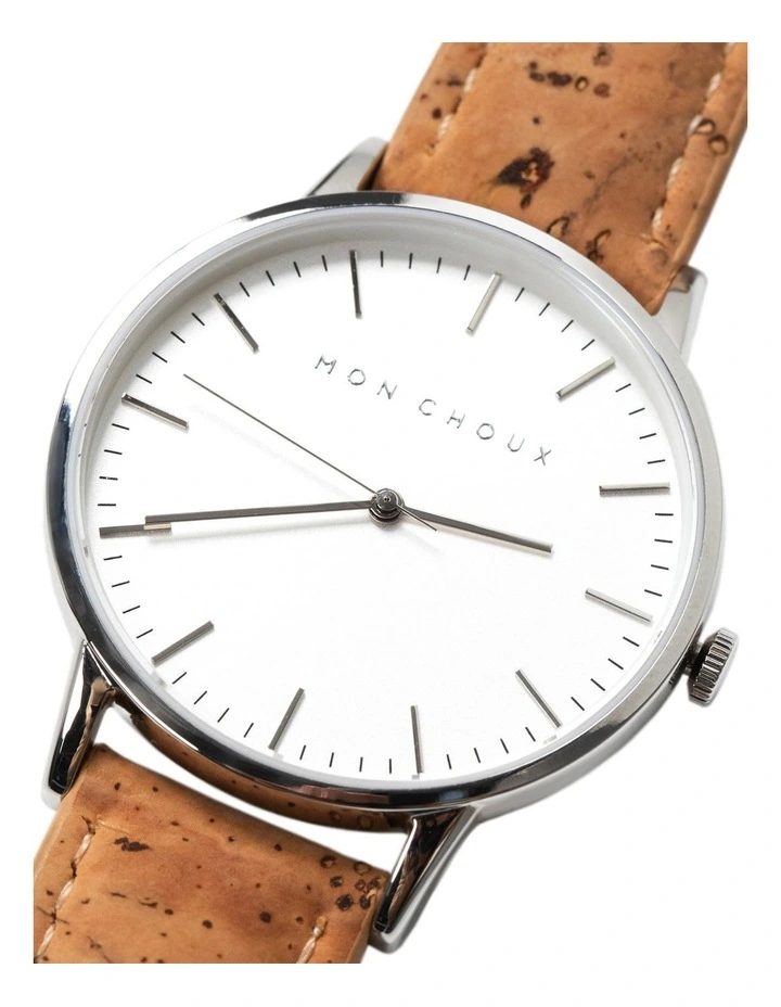 Classic Vegan Leather Watch 38mm in Silver
