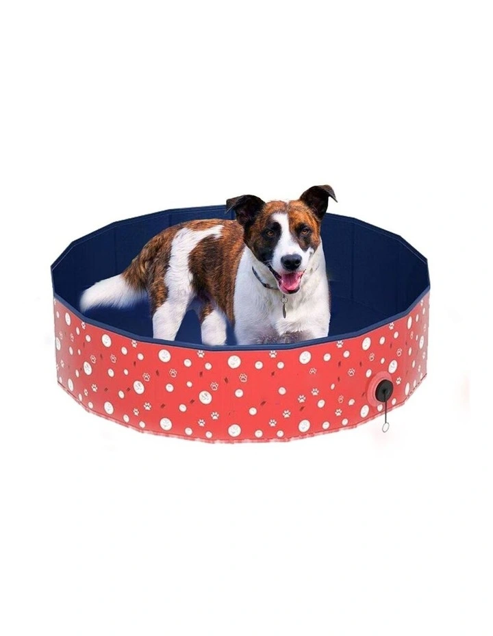 Leak-Proof Circle Foldable PVC Pet Swimming Pool 120cmx30cm in Red