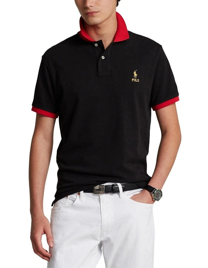 Custom Slim Lunar New Year Polo Shirt in Black