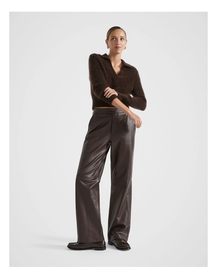 Leather Tailored Pant in Dark Espresso