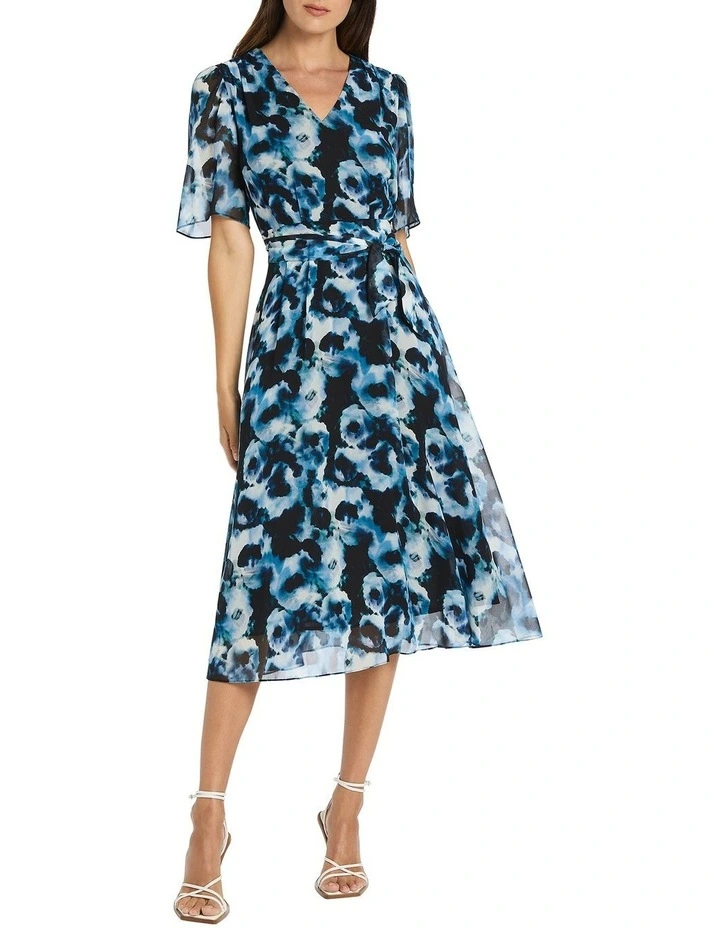 Reyne Silk Dress in Blue