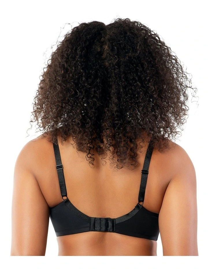 Pearl Wired Unlined Full Bust Bra With Embroidery in Black