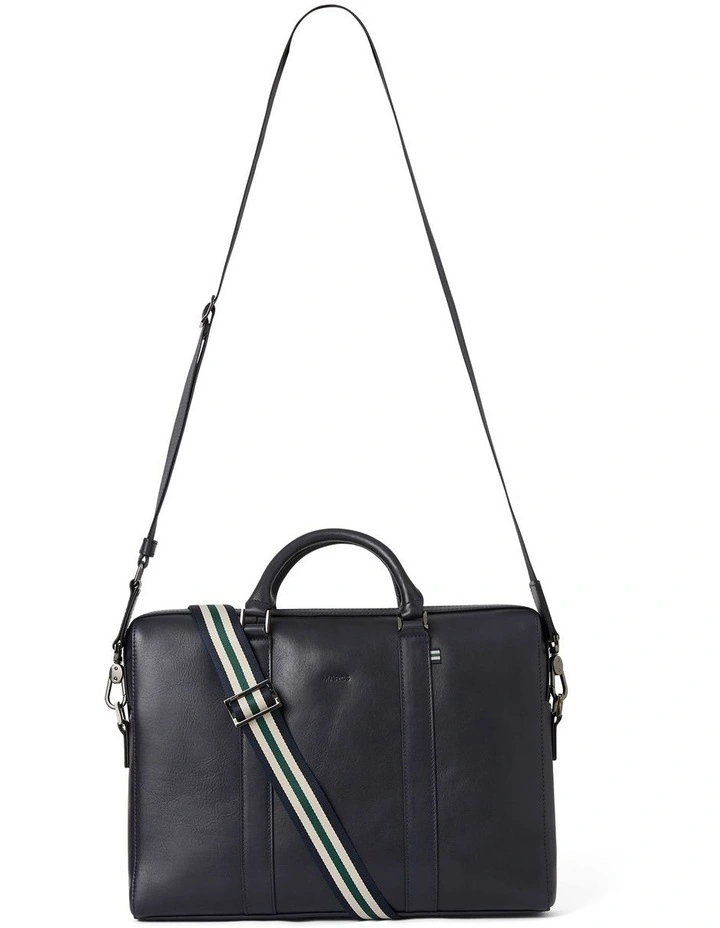 Colin Leather Breifcase in Navy
