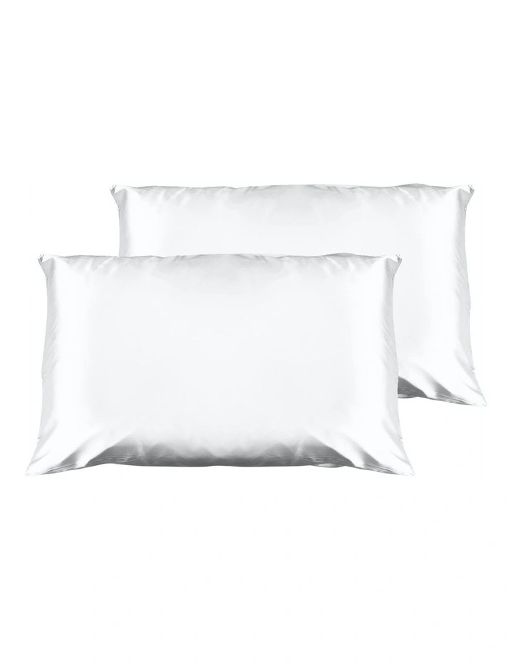 Luxury Satin Pillowcase Twin Pack with Gift Box in White