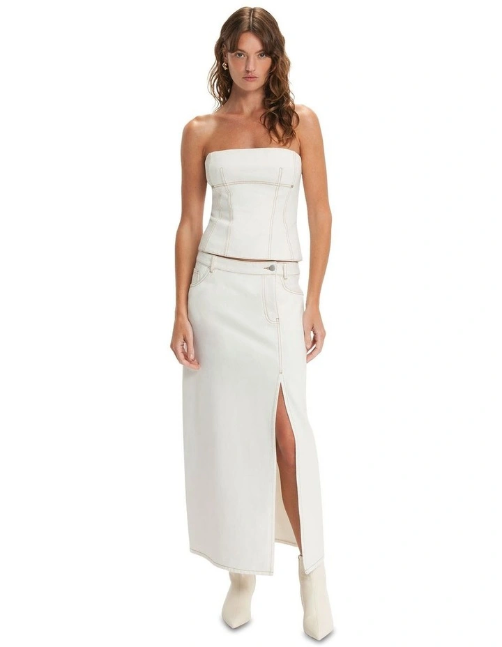 Denim Maxi Skirt in Ivory