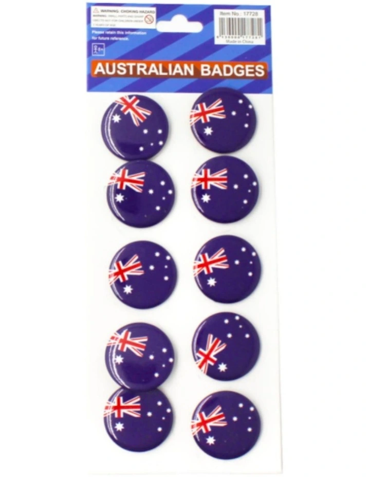 Australian Flag Badges 10 Pieces in Multi