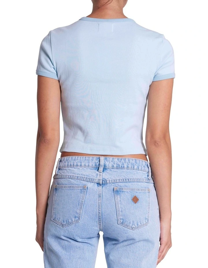 90S Ringer Tee in Pale Blue