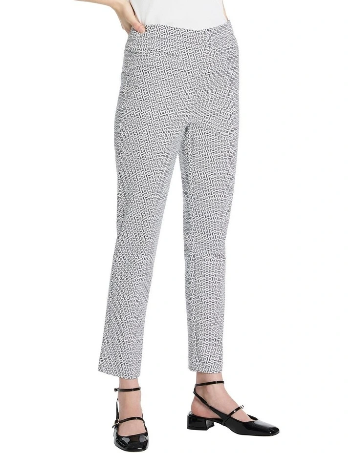 Elsa Geo Print Pant in Ivory/Navy