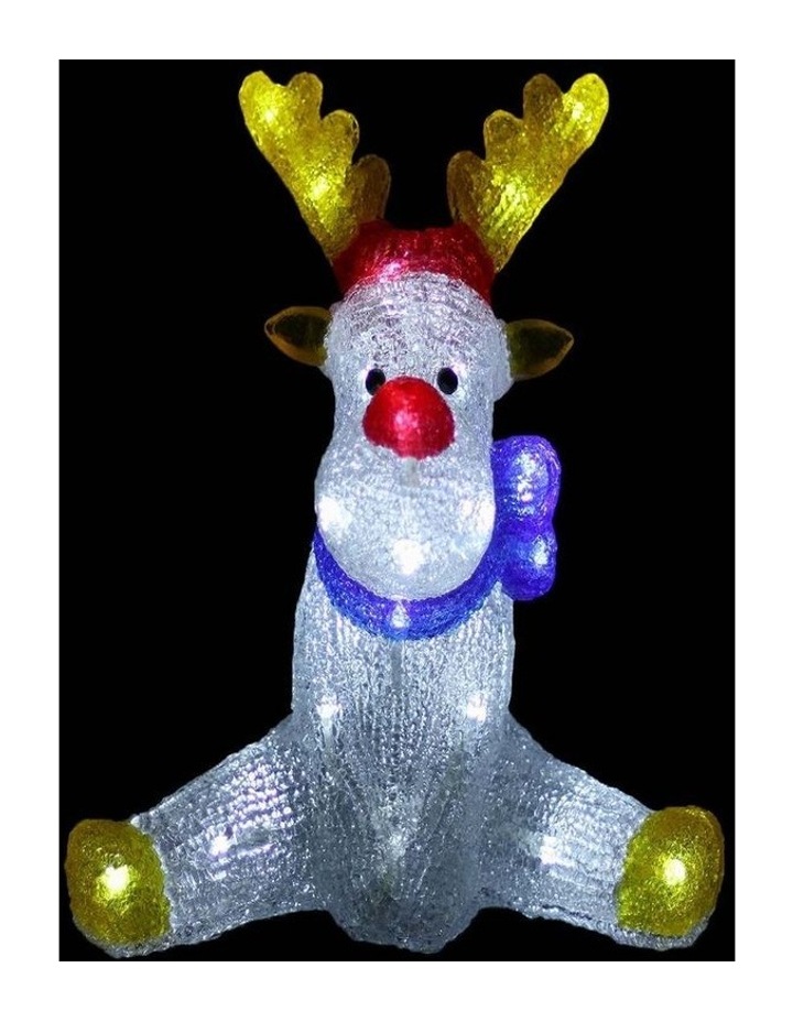 Acrylic Sitting Red Nose Reindeer H30cm