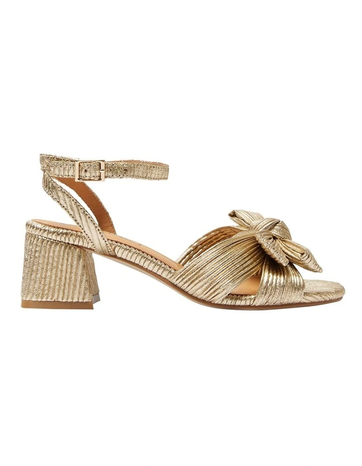 Tiara Sandals in Gold Pleat